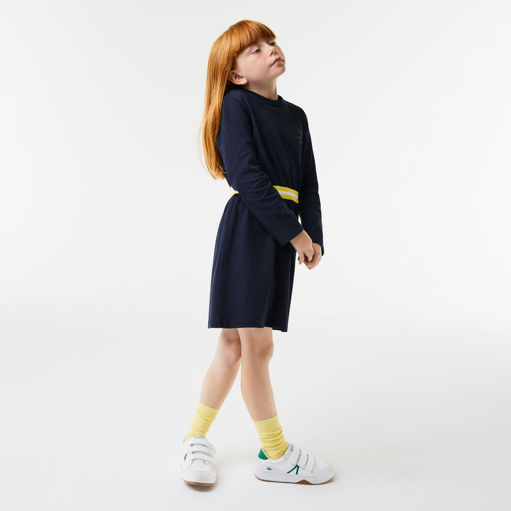 Girls' Lacoste Contrast Waist Cotton Jersey Dress - Ej9754