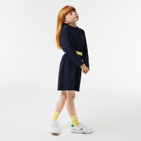 Girls' Lacoste Contrast Waist Cotton Jersey Dress - Ej9754