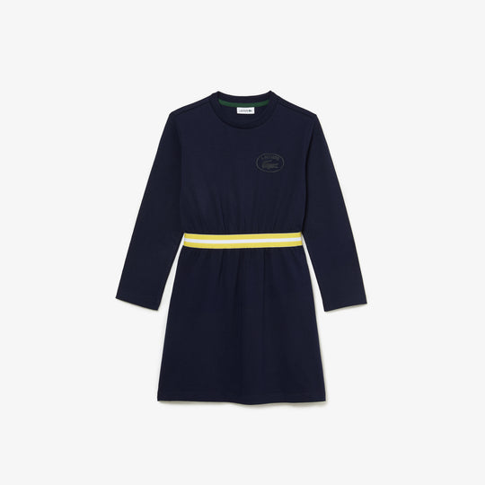 Shop The Latest Collection Of Lacoste Girls' Lacoste Contrast Waist Cotton Jersey Dress - Ej9754 In Lebanon