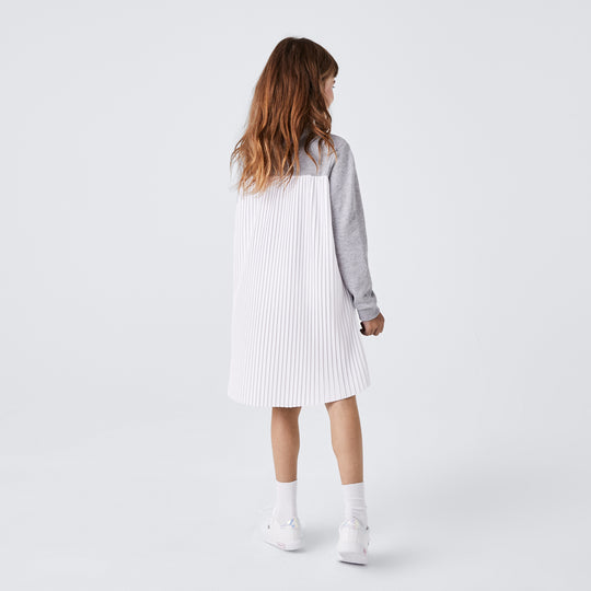 Girls' Lacoste Pleated Back Cotton Fleece Dress - Ej9778