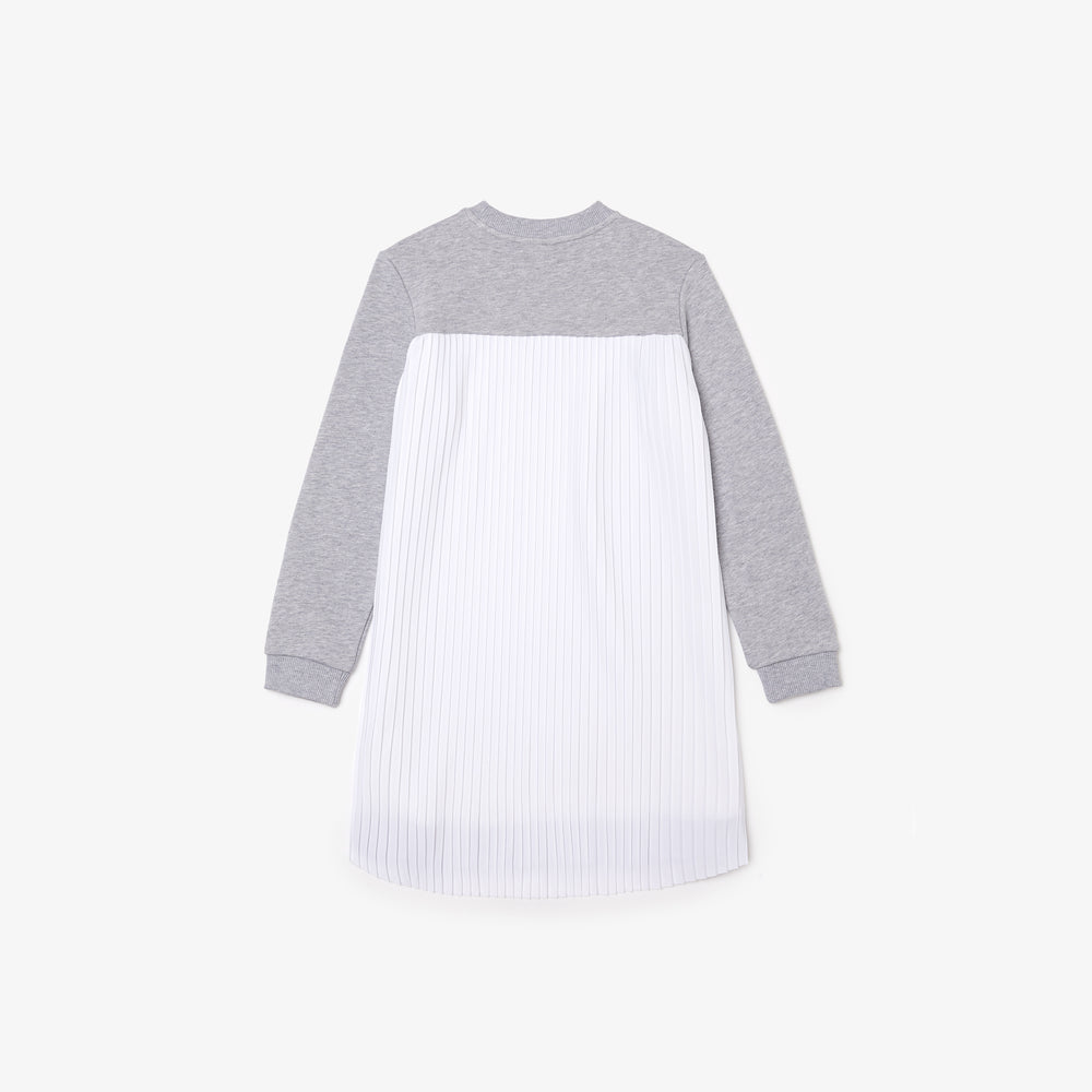 Girls' Lacoste Pleated Back Cotton Fleece Dress - Ej9778