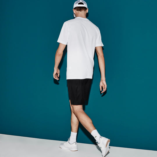 Men's Lacoste Sport Tennis Shorts In Solid Diamond Weave Taffeta - Gh353T