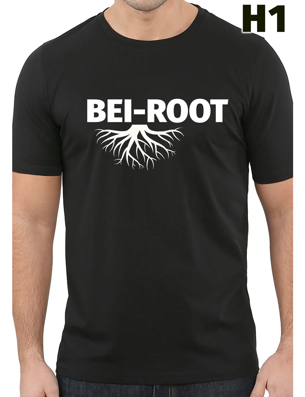 Shop The Latest Collection Of Bei-Root H1 Black Round-Necked  Short Sleeve T-Shirt In Lebanon