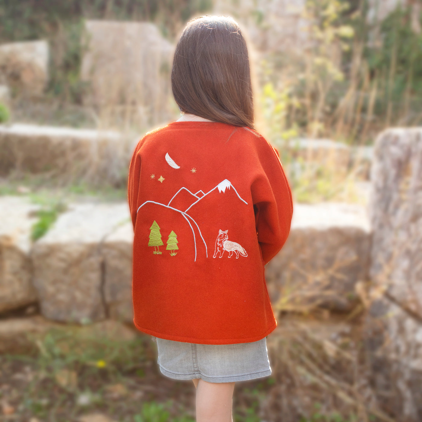 Orange jacket with embroidery