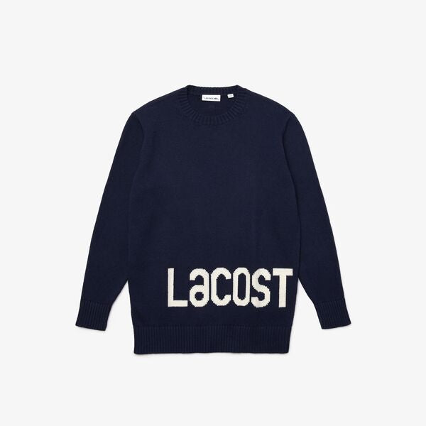 Shop The Latest Collection Of Lacoste Women'S Crew Neck Lettered Wool And Cotton Sweater-Af7678 In Lebanon