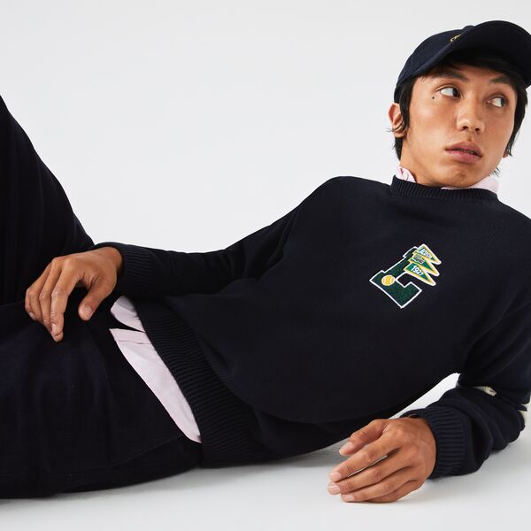 Shop The Latest Collection Of Outlet - Lacoste Men'S Crew Neck Pennants L Badge Wool And Cotton Sweater-Ah6789 In Lebanon