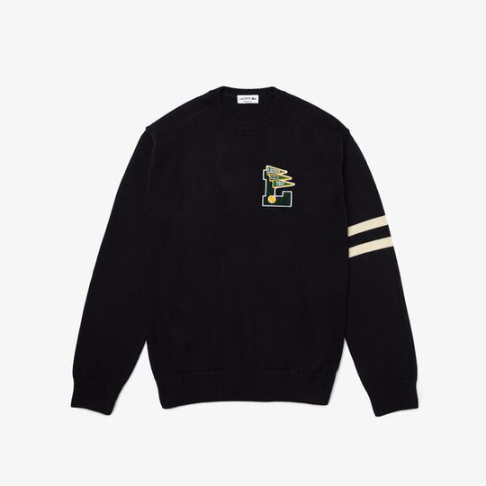 Men's Crew Neck Pennants L Badge Wool And Cotton Sweater-Ah6789