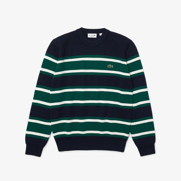 Shop The Latest Collection Of Lacoste Men'S Heritage Crew Neck Striped Cotton Sweater-Ah6805 In Lebanon