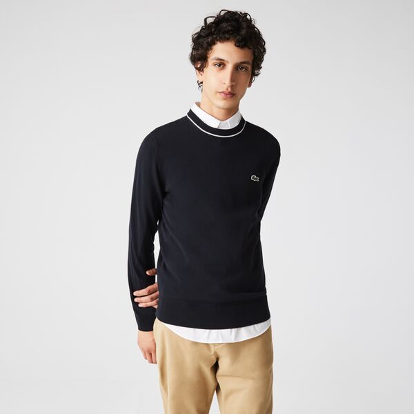 Shop The Latest Collection Of Lacoste Men'S Crew Neck Striped Organic Cotton Sweater-Ah6806 In Lebanon