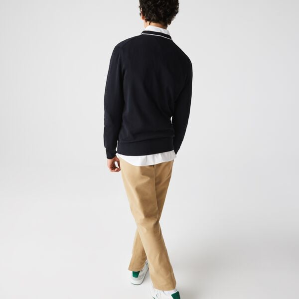 Men's Crew Neck Striped Organic Cotton Sweater-Ah6806