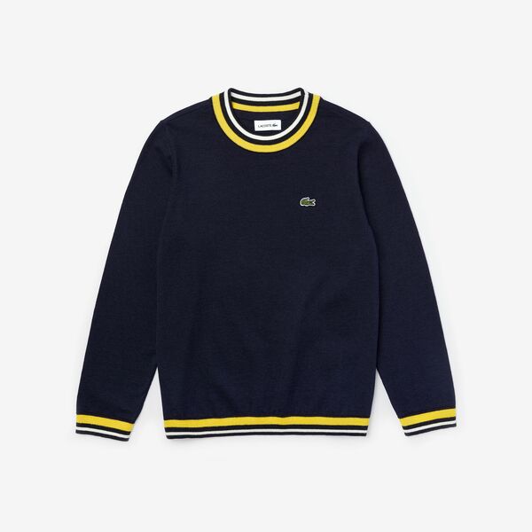 Boys' Striped Details Wool And Cotton Sweater - Aj1352