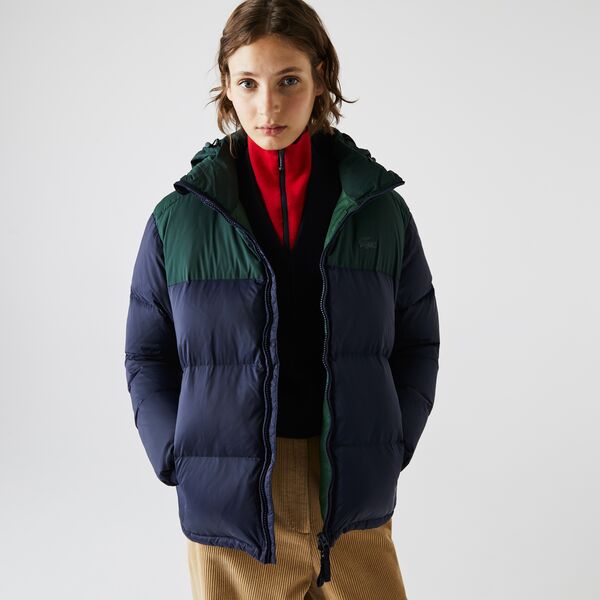 Shop The Latest Collection Of Outlet - Lacoste Womens Stand-Up Collar Concealed Hood Colourblock Short Jacket - Bf2460 In Lebanon