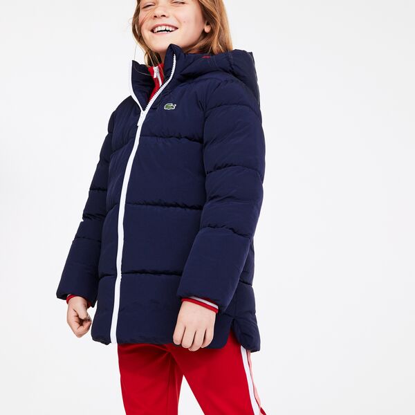 Girls' Stand-Up Collar Zippered Hooded Jacket - Bj1344