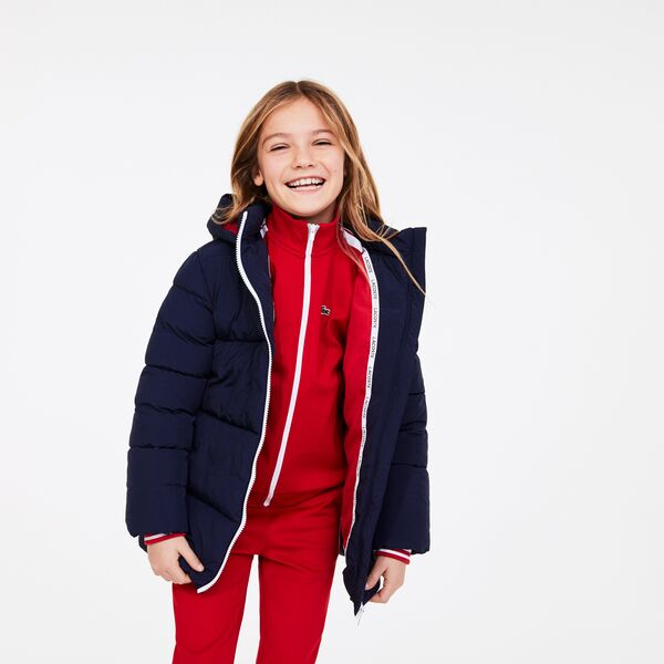Girls' Stand-Up Collar Zippered Hooded Jacket - Bj1344