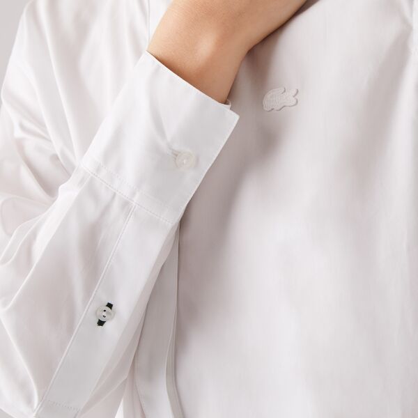 Womens Mao Collar Loose Cotton Poplin Tunic - Cf5602