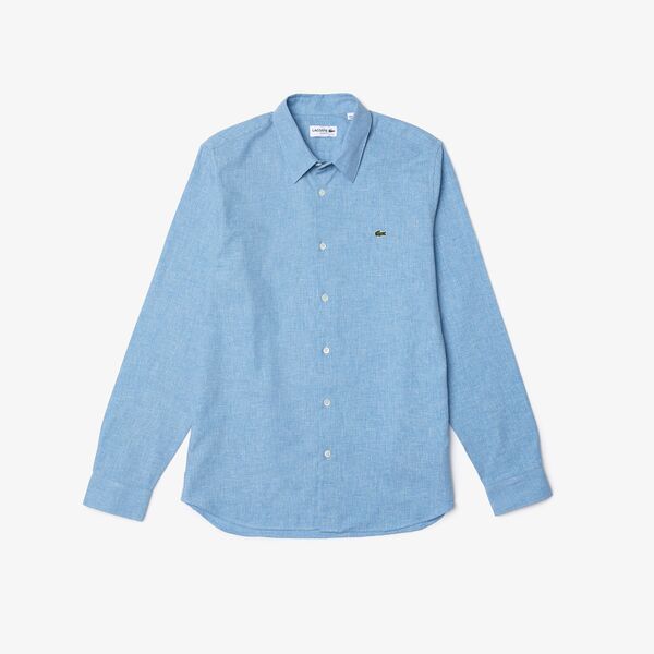 Shop The Latest Collection Of Lacoste Mens Slim Fit Cotton Chambray Shirt  - Ch2573 In Lebanon