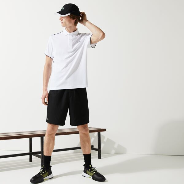 Men's Lacoste Sport Tennis Shorts In Solid Diamond Weave Taffeta - Gh353T