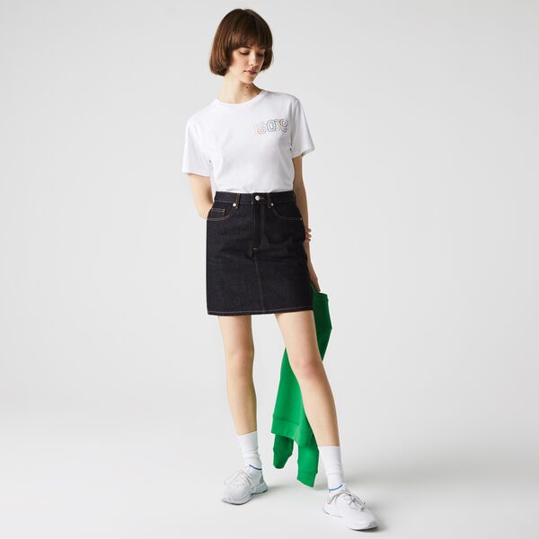 Women's Straight Mid-Length Denim Skirt-Jf7977