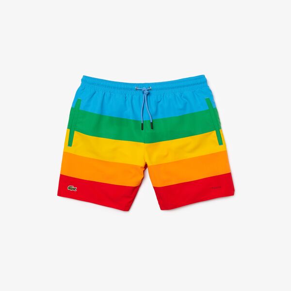 Shop The Latest Collection Of Lacoste Men'S Polaroid Collaboration Colour Striped Swimming Trunks - Mh2261 In Lebanon