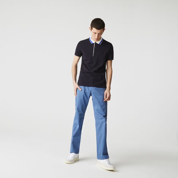 Men's Lacoste Slim Fit Striped Collar Cotton Pique Polo Shirt - Ph0047