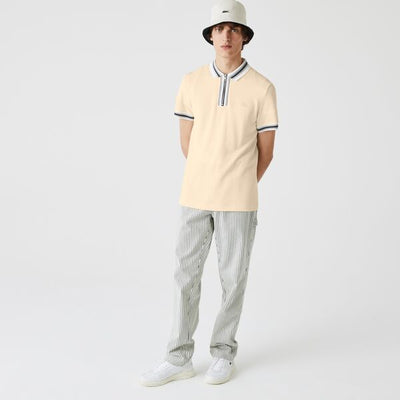 Men's Lacoste Regular Fit Striped Zip Neck Polo Shirt - Ph9713