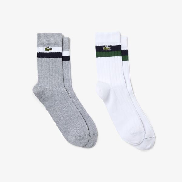 Shop The Latest Collection Of Lacoste Unisex High-Cut Striped Ribbed Cotton Socks Two-Pack - Ra4241 In Lebanon