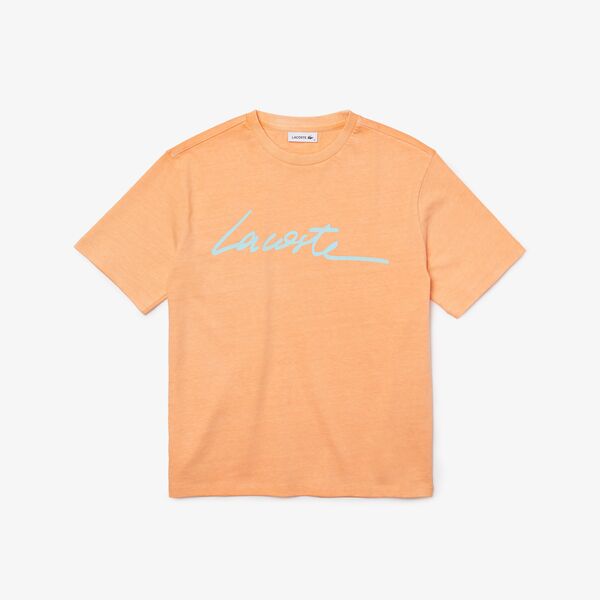Shop The Latest Collection Of Outlet - Lacoste Women'S Crew Neck Print Lettering Cotton T-Shirt - Tf1244 In Lebanon