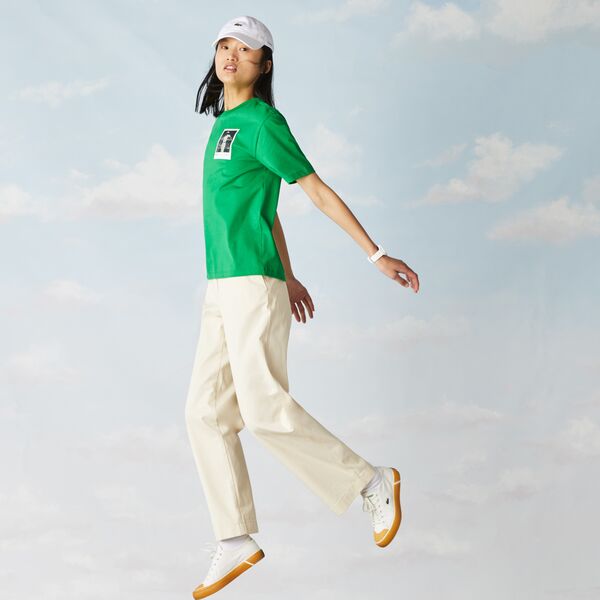 Women's Crew Neck Polaroid Collaboration Print Cotton T-Shirt - Tf2823