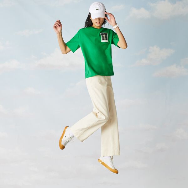 Women's Crew Neck Polaroid Collaboration Print Cotton T-Shirt - Tf2823