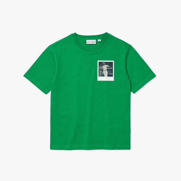 Shop The Latest Collection Of Outlet - Lacoste Women'S Crew Neck Polaroid Collaboration Print Cotton T-Shirt - Tf2823 In Lebanon