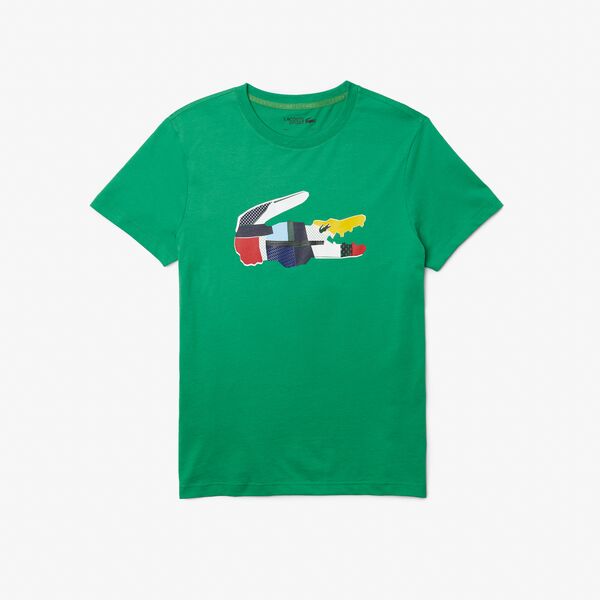 Men's Lacoste Sport Patchwork Crocodile Print Cotton T-Shirt - Th0822