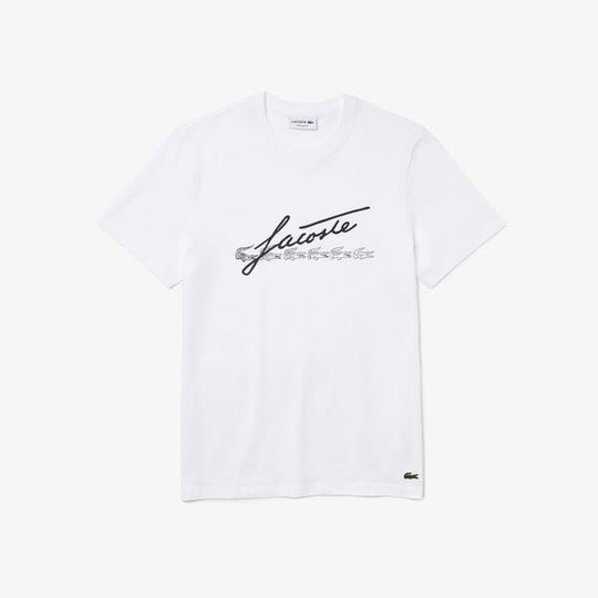 Mens Signature And Crocodile Print Crew Neck Cotton T-Shirt  - Th2054
