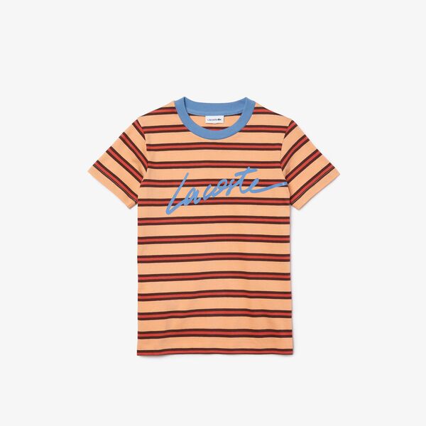 Shop The Latest Collection Of Outlet - Lacoste Boys' Crew Neck Striped Lightweight Cotton T-Shirt - Tj2502 In Lebanon