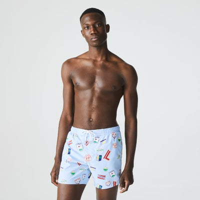 Men's Lace-Up Waist Print Swimming Trunks - Mh9396