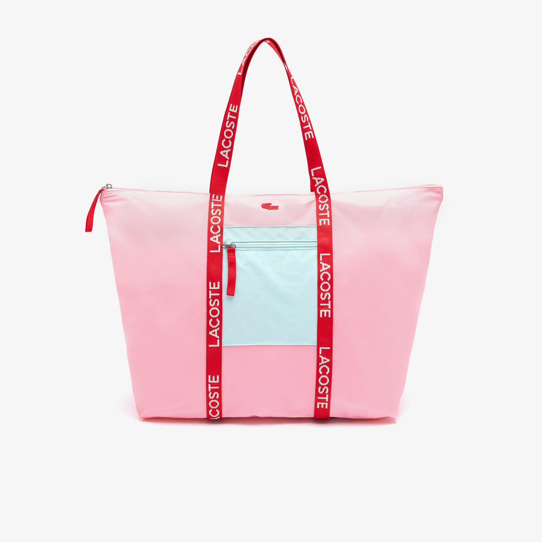 Shop The Latest Collection Of Lacoste Women'S Izzie Branded Handles Color-Block Nylon Weekend Bag - Nf3835Va In Lebanon