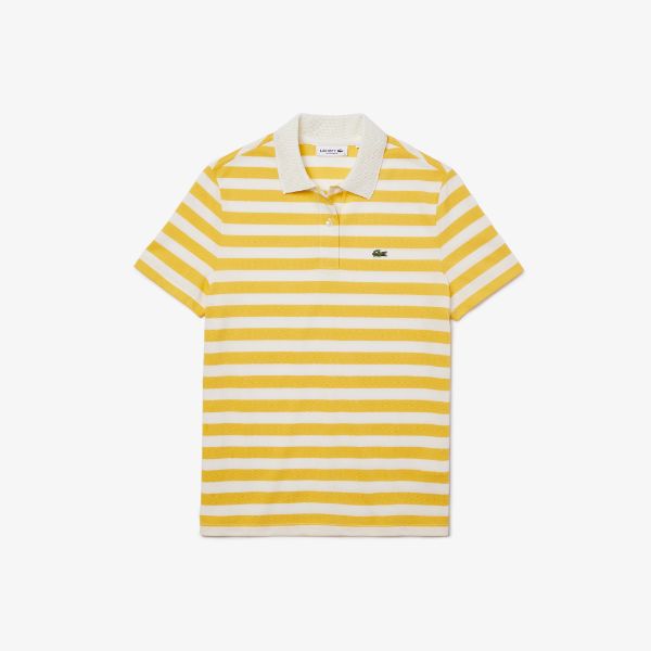 Shop The Latest Collection Of Outlet - Lacoste Women'S Lacoste Regular Fit Mesh Collar Striped Cotton Polo Shirt - Pf0621 In Lebanon