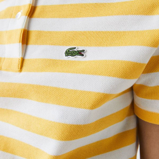Women's Lacoste Regular Fit Mesh Collar Striped Cotton Polo Shirt - Pf0621