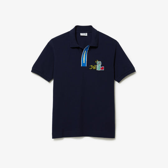 Men's Holiday Contrast Placket And Crocodile Badge Polo Shirt - Ph1465