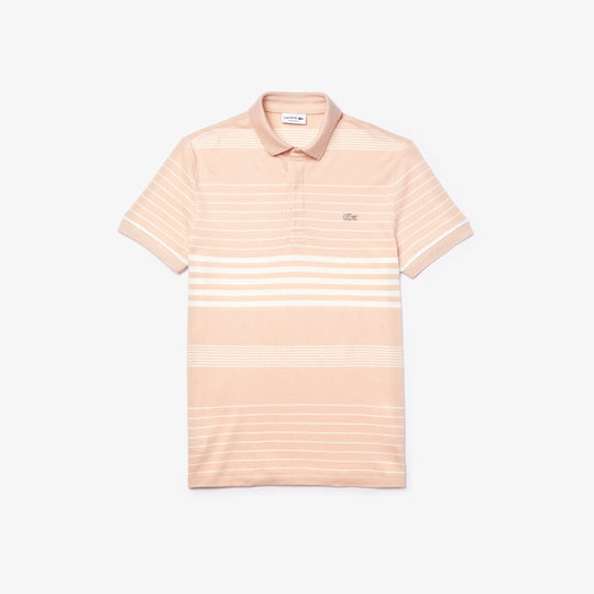 Shop The Latest Collection Of Outlet - Lacoste Men'S Striped Linen And Cotton Regular Fit Polo - Ph5044 In Lebanon