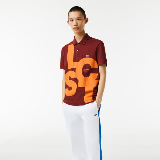 Men's Regular Fit Contrast Lettering Petit Piqué Polo Shirt - Ph9907