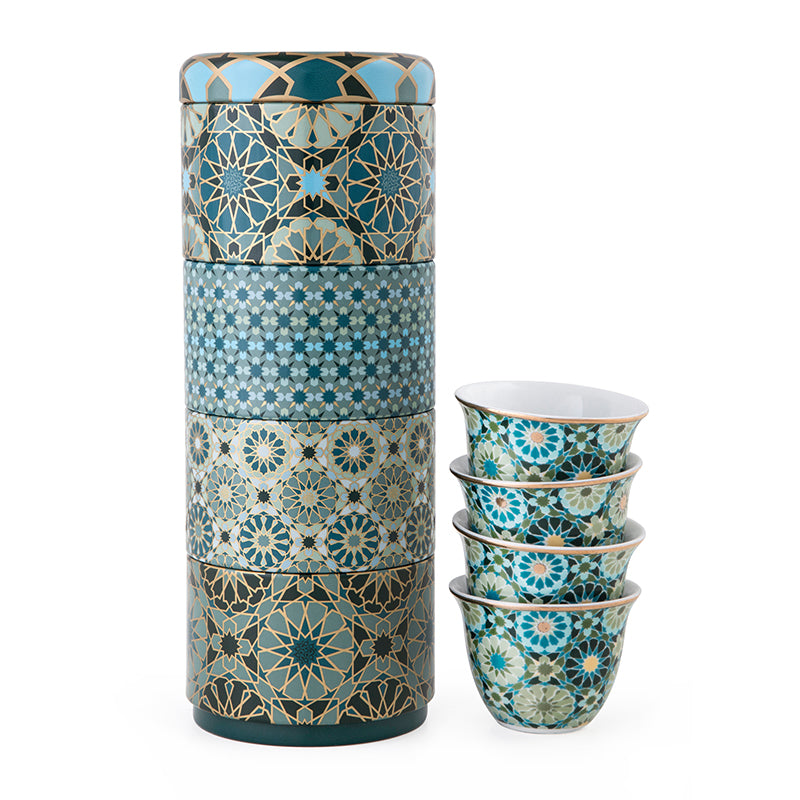 Shop The Latest Collection Of Images D'Orient Tin Box With 4 Coffee Cups Porcelain Andalusia - 60 Ml Por-602054 In Lebanon