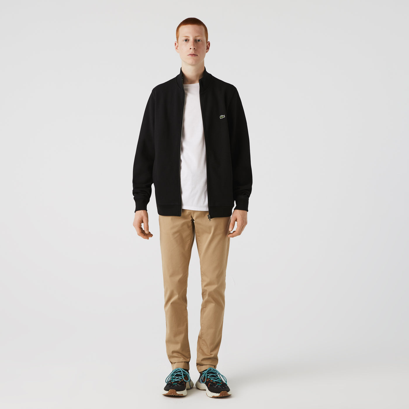Men's Zippered Stand-Up Collar Pique Fleece Jacket - SH2178