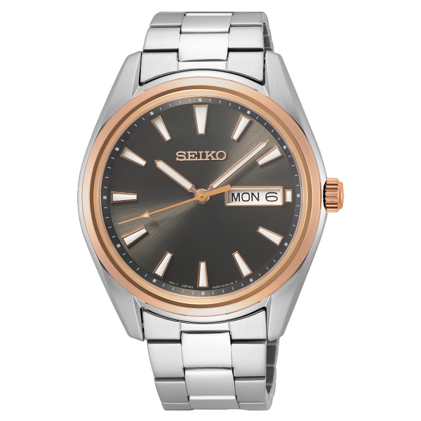 Shop The Latest Collection Of Seiko Quartz Grey Dial Rose Gold Bezel Silver Steel 40.2Mm - Sur344P1 In Lebanon