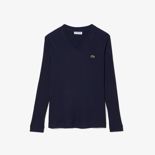 Shop The Latest Collection Of Outlet - Lacoste Women'S Lacoste Slim Fit V-Neck T-Shirt - Tf2592 In Lebanon