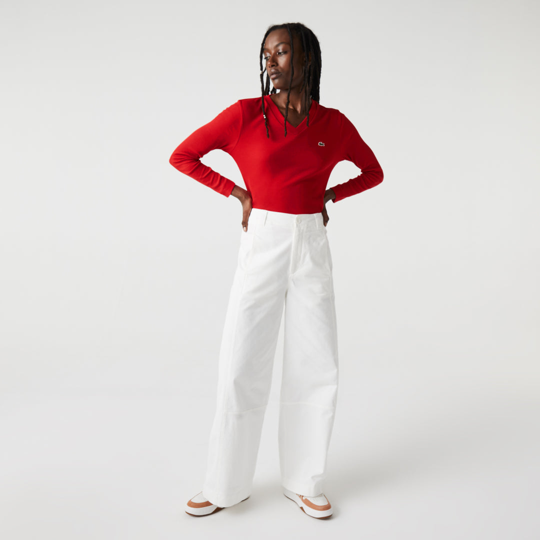 Women's Lacoste Slim Fit V-Neck T-Shirt - Tf2592