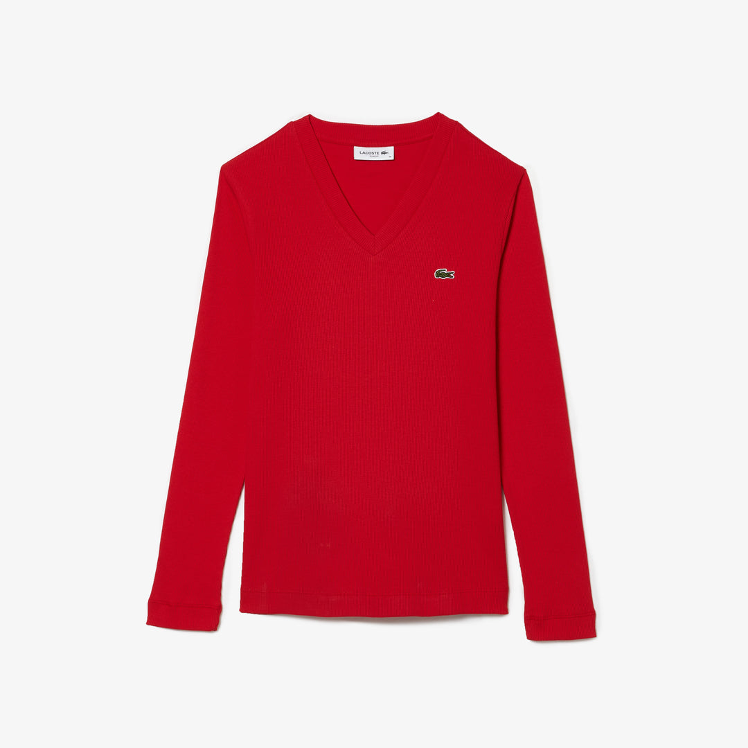 Women's Lacoste Slim Fit V-Neck T-Shirt - Tf2592