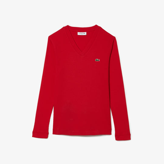 Women's Lacoste Slim Fit V-Neck T-Shirt - Tf2592
