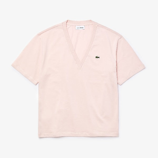 Shop The Latest Collection Of Lacoste Women'S V-Neck Premium Cotton T-Shirt - Tf5458 In Lebanon
