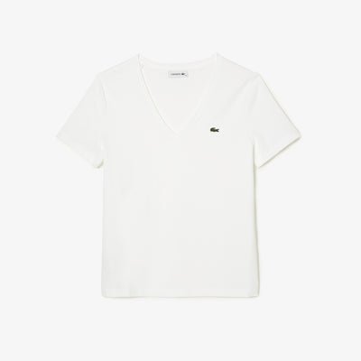Shop The Latest Collection Of Lacoste Women’S V-Neck Loose Fit Cotton T-Shirt - Tf8392 In Lebanon