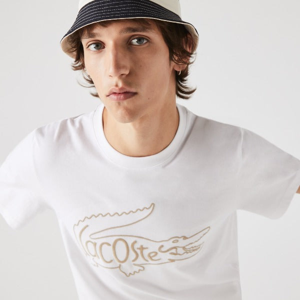Men's Crew Neck Crocodile Embroidery Cotton T-Shirt - Th0051